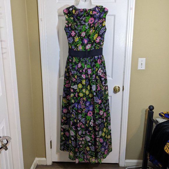Miss Elliette California Vintage 1960s Garden Party Cotton Floral Maxi Dress- M* - Picture 7 of 16